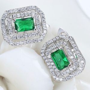 Silver Emerald Earrings